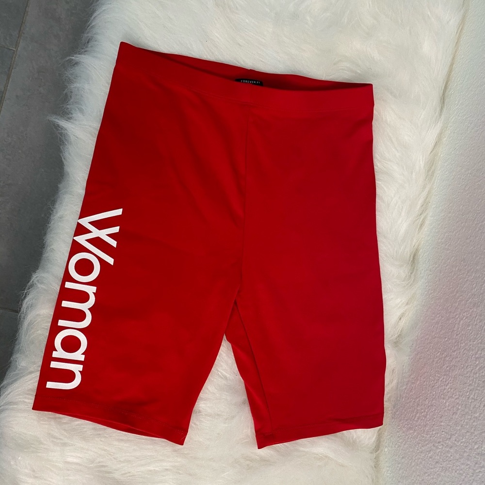 Red biker shorts